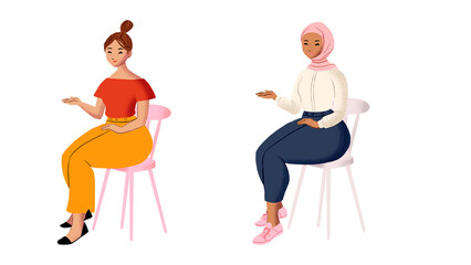 Fashionable Woman Illustration - Fashionable Girl Sit On Chair