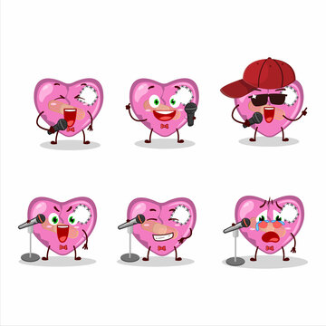 A Cute Cartoon Design Concept Of Pink Broken Heart Love Singing A Famous Song