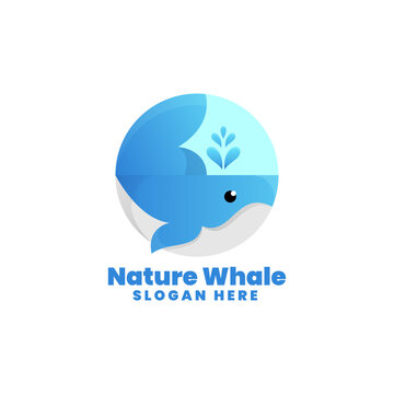 Vector Logo Illustration Whale Gradient Colorful Style.