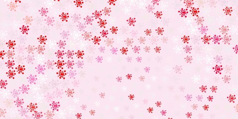 Light Red vector backdrop with virus symbols.