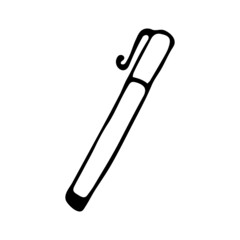 Vector isolated element. Pen. Pencil.Office supplies. Black hand drawn doodle on a white background. The print is used for packaging design.
