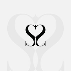 SS Letter with Love Heart Symbol Beauty Logo