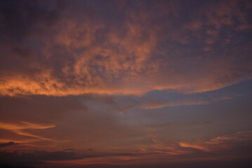Fototapeta na wymiar Beautiful orange and blue sunset sky in Dili, Timor Leste.