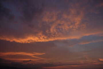 Beautiful orange and blue sunset sky in Dili, Timor Leste.