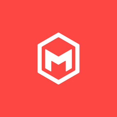 Letter M logo, modern and minimal hexagon design concept, logo, logotype element for template.