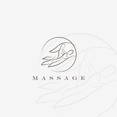 Body massage logo vector illustration hands logotype. Relax massage care vector logo.