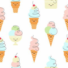 cute funny ice cream makes seamless pattern for kids