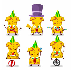 Cartoon character of yellow clothing of chinese woman with various circus shows