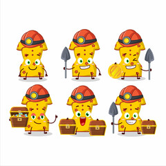 miners yellow clothing of chinese woman cute mascot character wearing helmet