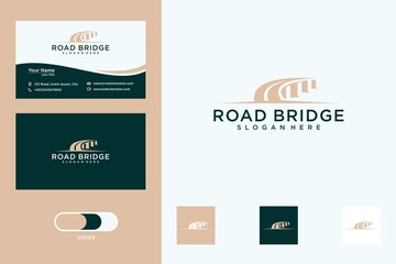 road with bridge logo design template