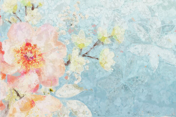 Naklejka na ściany i meble Abstract beautiful oil painting flower illustration