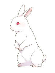 白うさぎのイラスト_年賀状・卯・イースター
