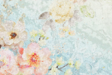 Abstract beautiful oil painting flower illustration