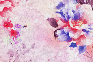 Abstract beautiful oil painting flower illustration