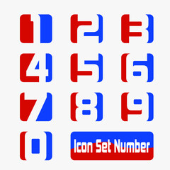 Element set of ten numbers form zero to nine, number flat design