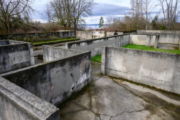 Dairy Barn Ruins in Luther Burbank Park on Mercer Island, WA, a popular place for kids to play
