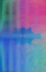 Abstract neon glitch art background image.