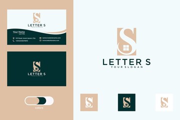 letter s home logo design - obrazy, fototapety, plakaty