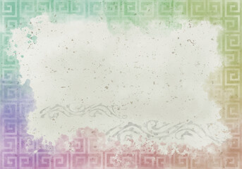 Obraz premium The background image of the smudging effect paint combined with traditional Korean patterns painted on Korean paper.