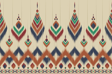 Abstracte etnische ikat patroon. Gestreept naadloos in tribal. Azteekse stijl. Ontwerp voor achtergrond, behang, vectorillustratie, stof, kleding, batik, tapijt, borduurwerk.