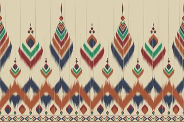 Wall murals Boho Style Abstract ethnic ikat pattern. Striped seamless in tribal. Aztec style. Design for background, wallpaper, vector illustration, fabric, clothing, batik, carpet, embroidery.