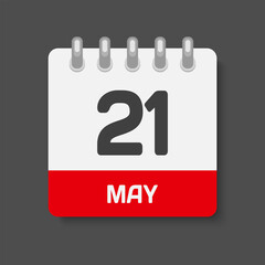 Icon day date 21 May, template calendar page