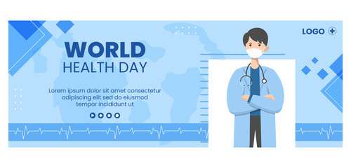 World Health Day Cover Template Flat Healthcare Illustration Editable of Square Background Suitable for Social Media or Campaign