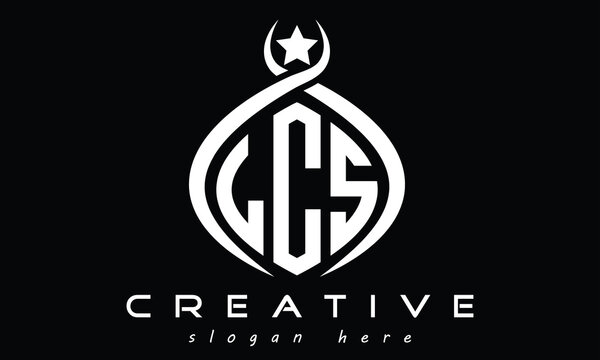 LCS three letters curved initial monogram logo design, geometric oval minimalist modern creative logo, vector template
