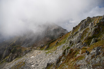 mountain landscape with fog