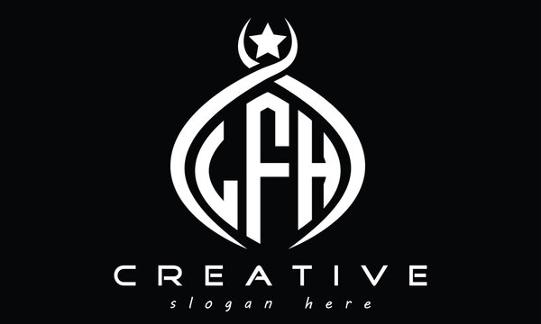 LFH three letters monogram curved initial logo design, geometric oval minimalist modern creative logo, vector template