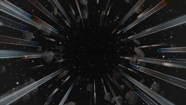 Closeup abstract liens and stars in galaxy in 80s style, motion abstract cyber, futuristic and retro style background