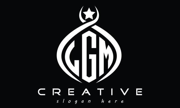 LGM three letters monogram curved initial logo design, geometric oval minimalist modern creative logo, vector template