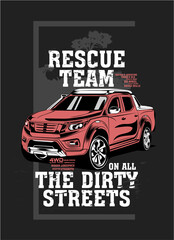 the dirty streets, off road car illustration