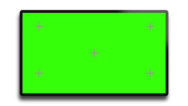 Modern TV Display Green Screen template animation on White background. Television Plasm isolated on white with Shadow 