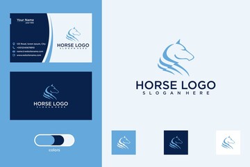horse head with business card logo design template
