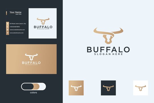 buffalo head with business card logo design template