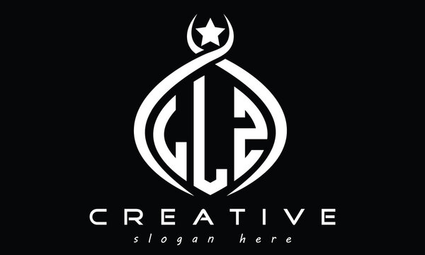 LLZ three letters monogram curved initial logo design, geometric oval minimalist modern creative logo, vector template