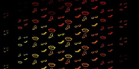 Dark Orange vector texture with women's rights symbols.