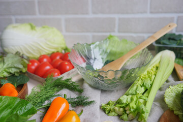 vegetables on the table. Healthy lifestyle. Kitchen ingredients. Spring vitamins. Summer food 