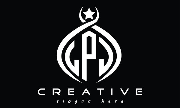 LPJ three letters monogram curved initial logo design, geometric oval minimalist modern creative logo, vector template