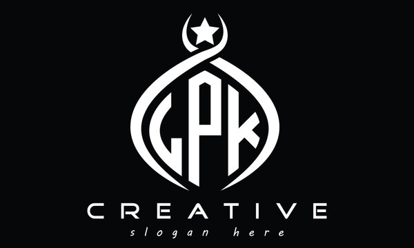 LPK three letters monogram curved initial logo design, geometric oval minimalist modern creative logo, vector template