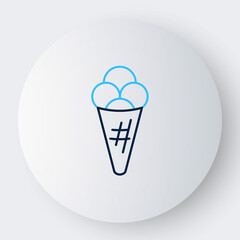 Line Ice cream in waffle cone icon isolated on white background. Sweet symbol. Colorful outline concept. Vector