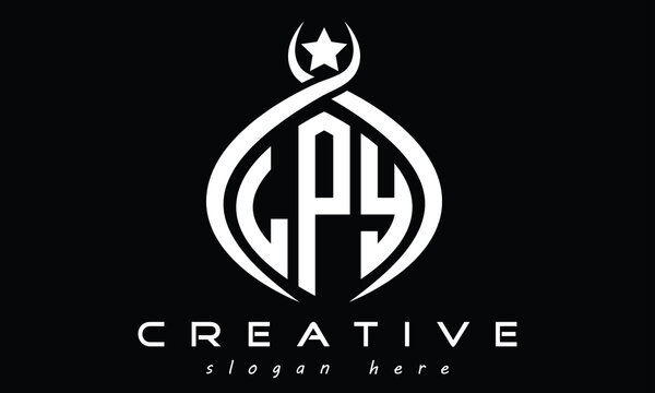 LPY three letters monogram curved initial logo design, geometric oval minimalist modern creative logo, vector template