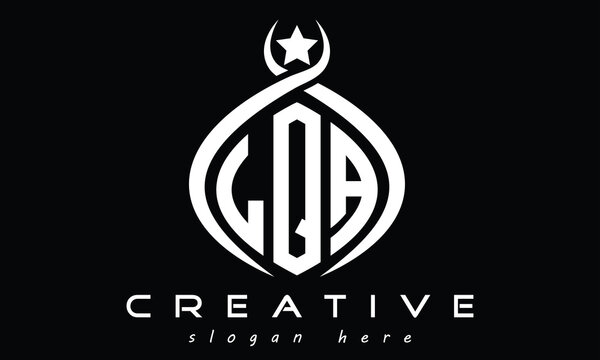 LQA three letters monogram curved initial logo design, geometric oval minimalist modern creative logo, vector template