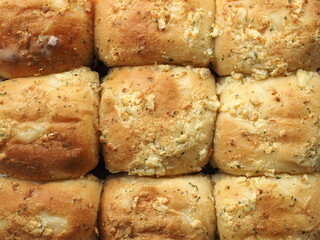 Top view garlic cream cheese bread roll