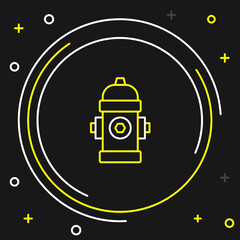 Line Fire hydrant icon isolated on black background. Colorful outline concept. Vector