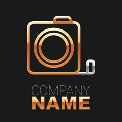 Line Roulette construction icon isolated on black background. Tape measure symbol. Colorful outline concept. Vector