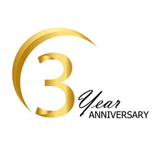 3 YEARS ANNIVERSARY CELEBRATION VECTOR TEMPLATE DESIGN ILLUSTRATION