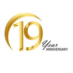 19 YEARS ANNIVERSARY CELEBRATION VECTOR TEMPLATE DESIGN ILLUSTRATION