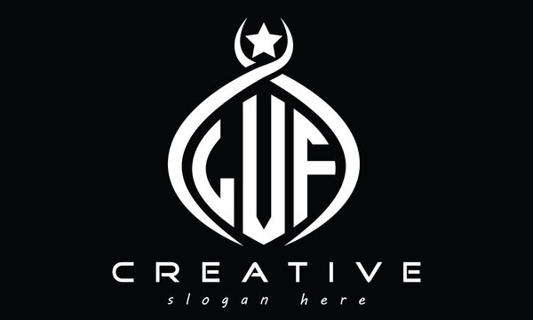 LVF three-letter monogram curved initial logo design, geometric minimalist oval modern creative logo, vector template